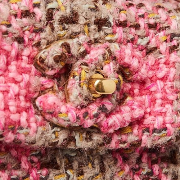 Chanel Pink/Brown Tweed Elegant Chain Backpack Bag - Picture 5 of 12